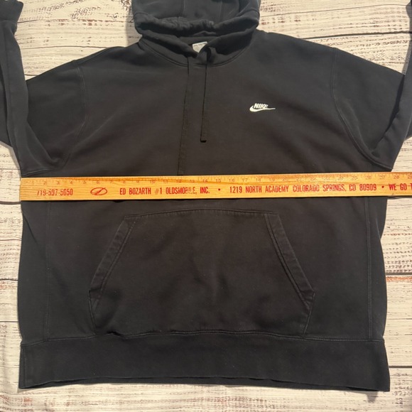 Nike Hoodie Swoosh Logo Pullover Hooded Sweatshirt Black Men's Size 2XL - Picture 10 of 15